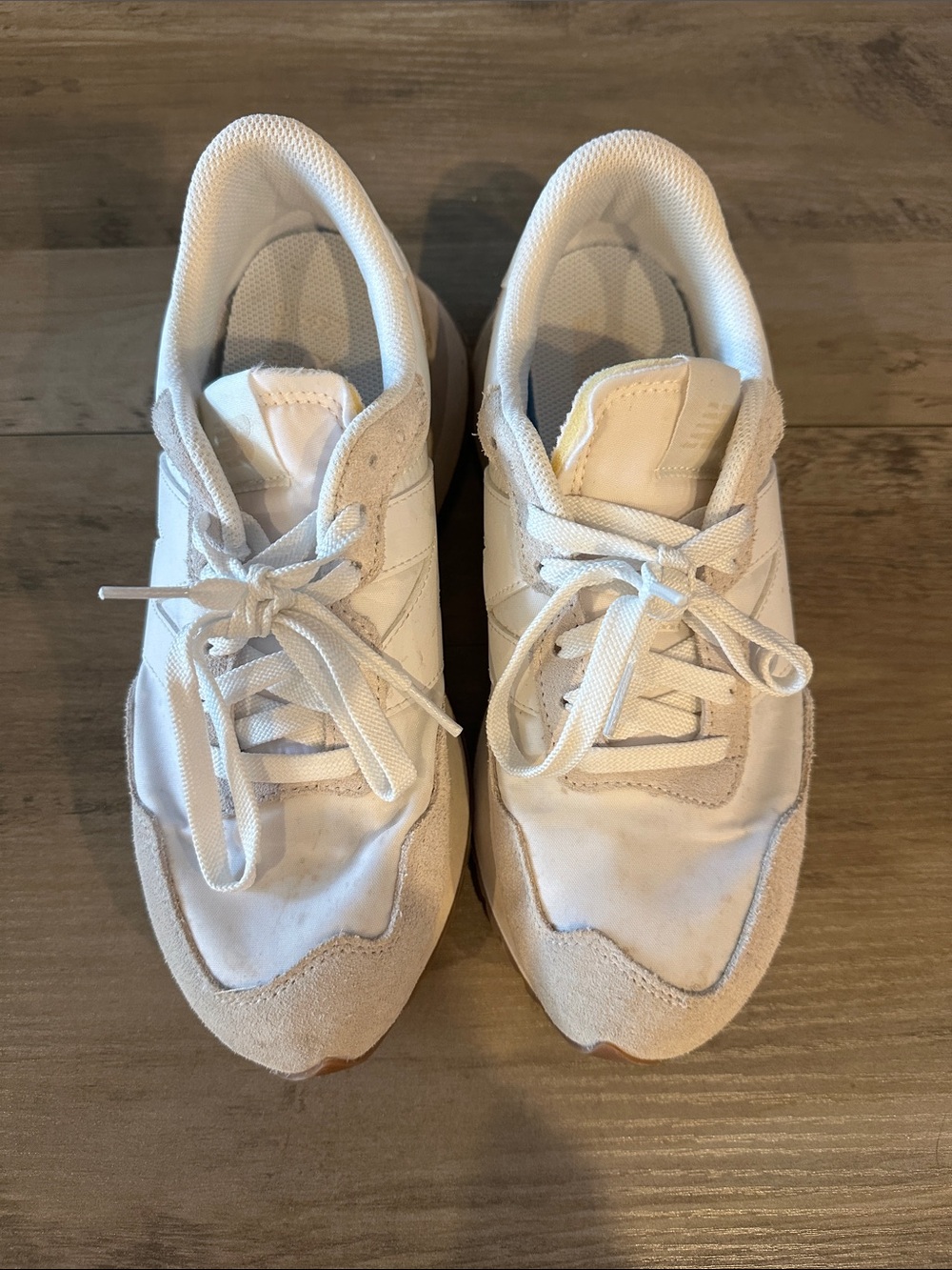 New Balance Beige White Platform Sneakers - Picture 2 of 8